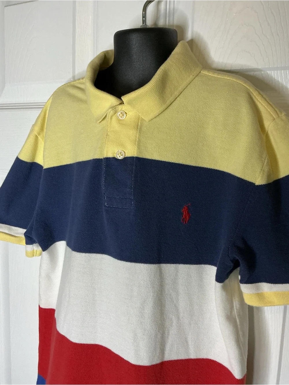 Ralph Lauren Boys Polo Shirt in Yellow, Navy, White, Red & Blue